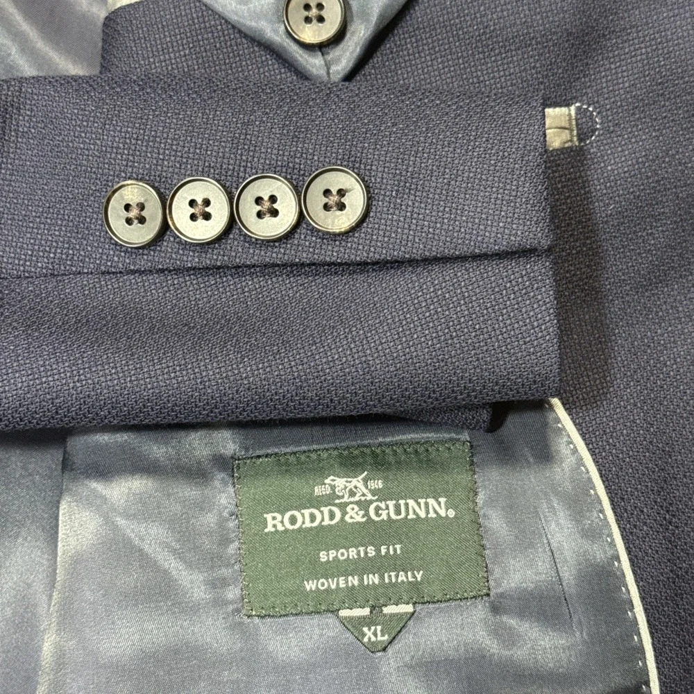 Rodd & Gunn Blue Cotton Sport Fit Blazer Men XL Modern Jacket 100% Wool
